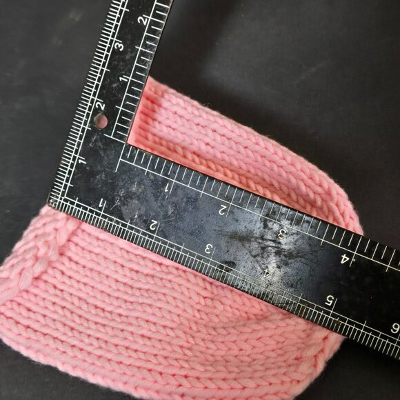 Handmade Knit Pink Rolled Brim Beanie Hat Wool Blend For Baby Girl Doll Bear - Picture 4 of 5